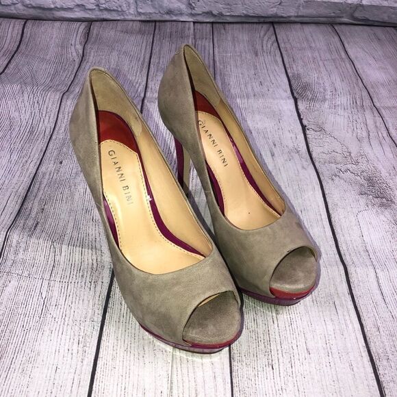 Gianni bini open toe suede heels beige orange & purple sz 6.5 - Picture 3 of 7